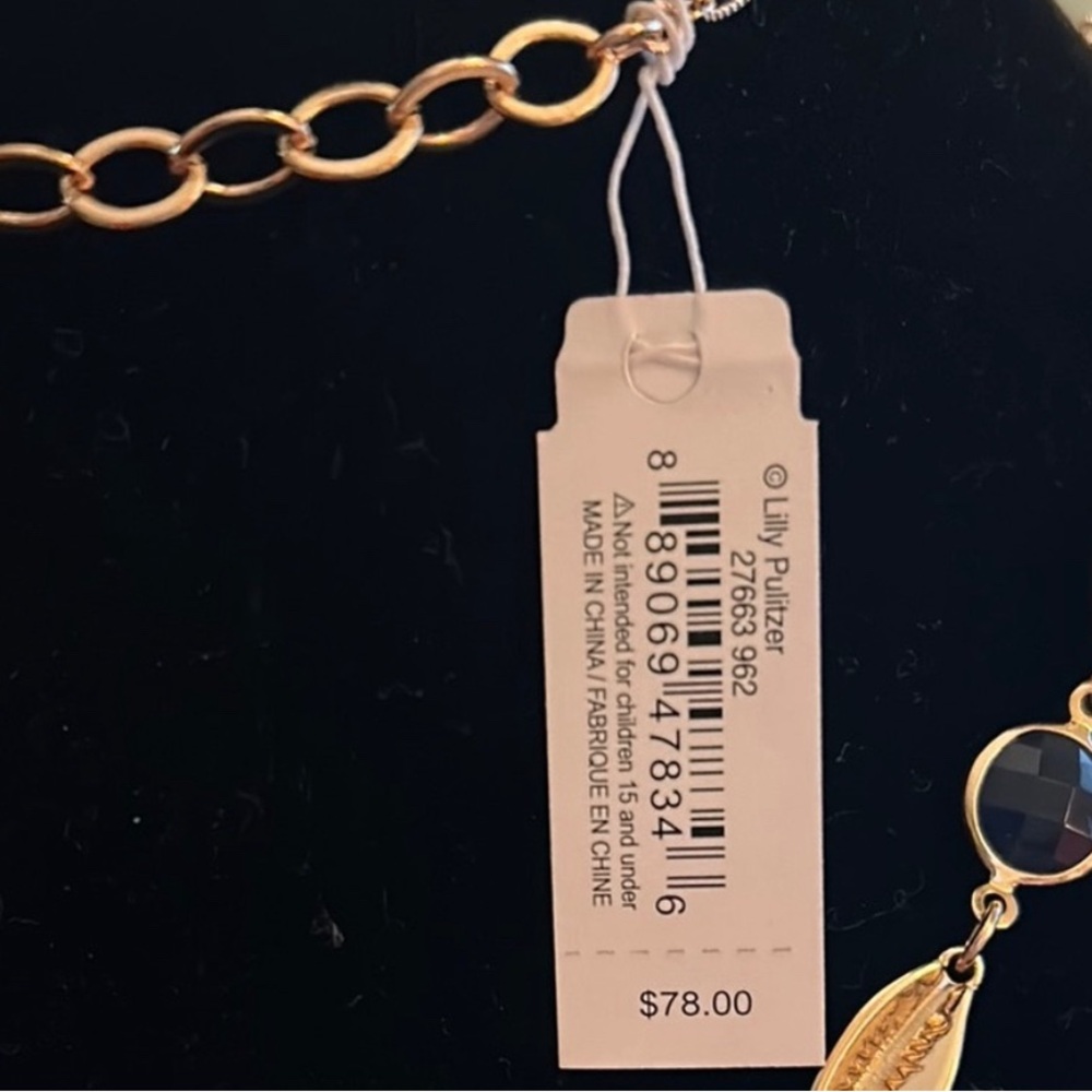 NEW Lilly Pulitzer Cowrie Shell Blue Tassel Necklace - Picture 3 of 5